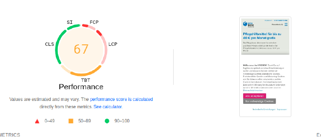 Google PageSpeed Insights hygibox.de