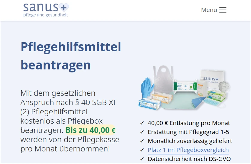 Pflegebox Testsieger Sanus Plus