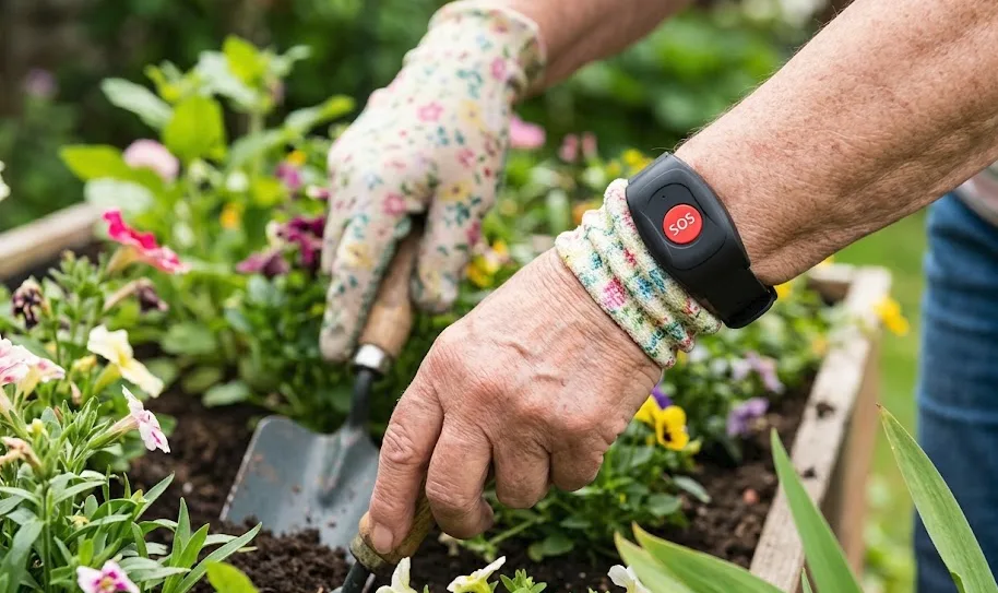 Hausnotruf armband detail alltag