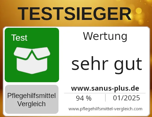 Pflegebox Testsieger sanus-plus.de Test badge sanus plus