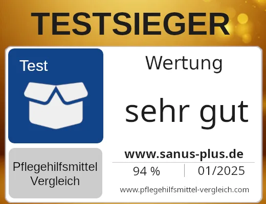 Pflegebox Testsieger sanus-plus.de Test badge sanus plus